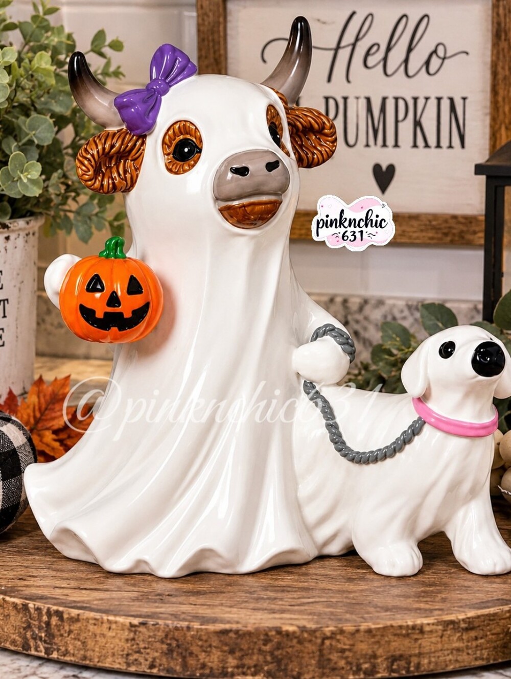 West Highland Cow Ghost Walking Dog Halloween Decor
